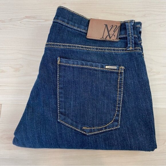 Mango jeans Donna dark blue stretch denim brown stitches straight leg mid rise 8 - Picture 4 of 10